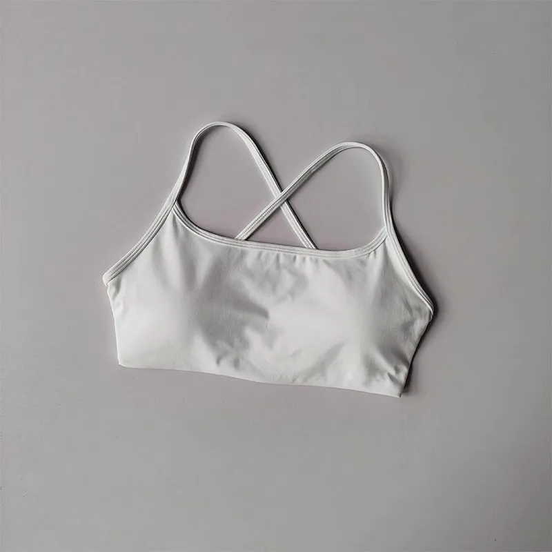 Damen Fitness-BH in Uni-Farbe, Weicher Rückenfreier Push-Up Gym-BH, Sport-Top mit Brustpolster, Yoga-BH, Sport-Crop-Top – Detail 2