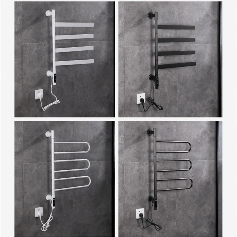 Imagem -02 - Inteligente Aquecedor de Toalha Banho Elétrico Rotate180 Graus Aquecimento Toalha Prateleira Cremalheira Secador Prateleira Rotatable Display Digital