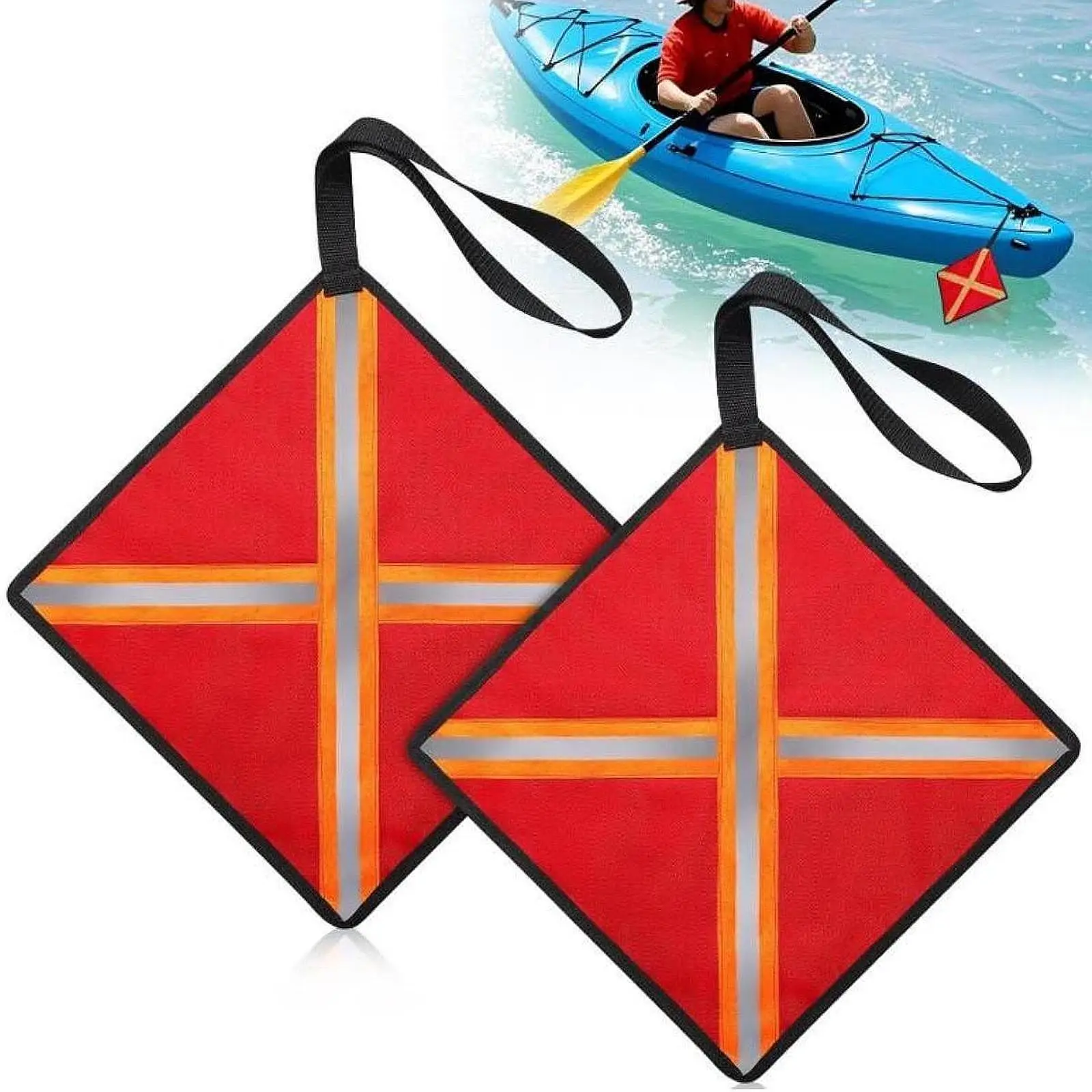 2 Pieces Secure Flags for Truck Flag Reflective Easy to Use Kayak Flag 12.60inch for Cycling Canoe Load Vehicle