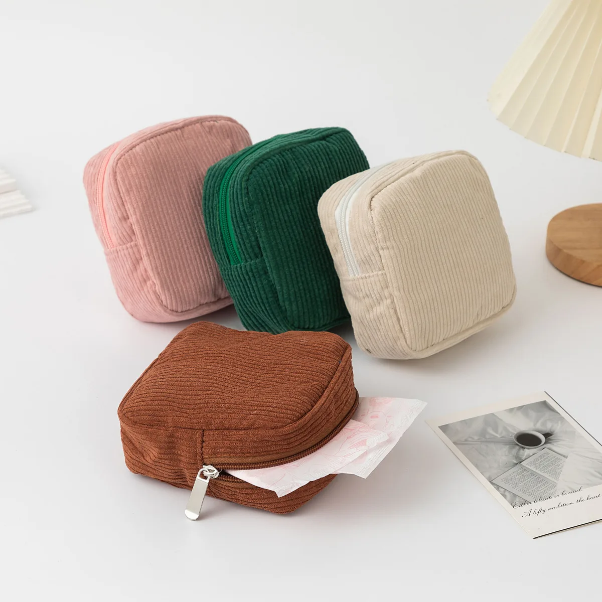 

Fashion Makeup Lipstick Sanitary Napkins Case Mini Cosmetic Storage Pouch Women Corduroy Travel Organizer Bags Small Pouch