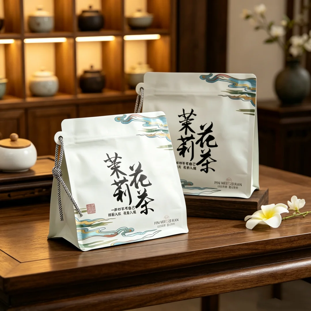 Special Grade Jasmine Flower Tea Bag Unique Handmade Jasmine Bead Aluminum Foil Bag Green Oolong Self-sealing Up Bags China New