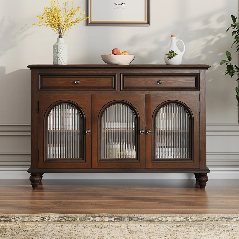 

American country solid wood retro sideboard high quality small kitchen living room cabinet Premium kitchen locker 거실서랍장 cabinet