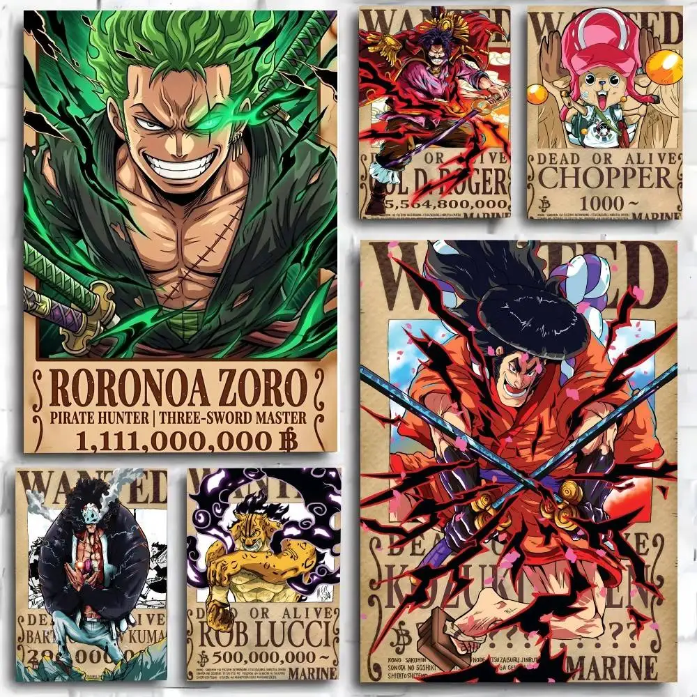 One Piece Anime Poster Luffy Zoro The Oda Wanted Leinwanddruck Anime Wandkunst Heimdekoration Spiel Wohnzimmer Kinderzimmer Manga Geschenk