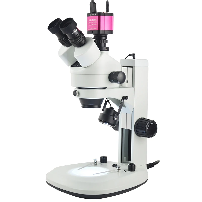 True three-eye microscope electronic CCD camera 21-135x optical binocular stereo 7-45x continuous magnification for 45T2