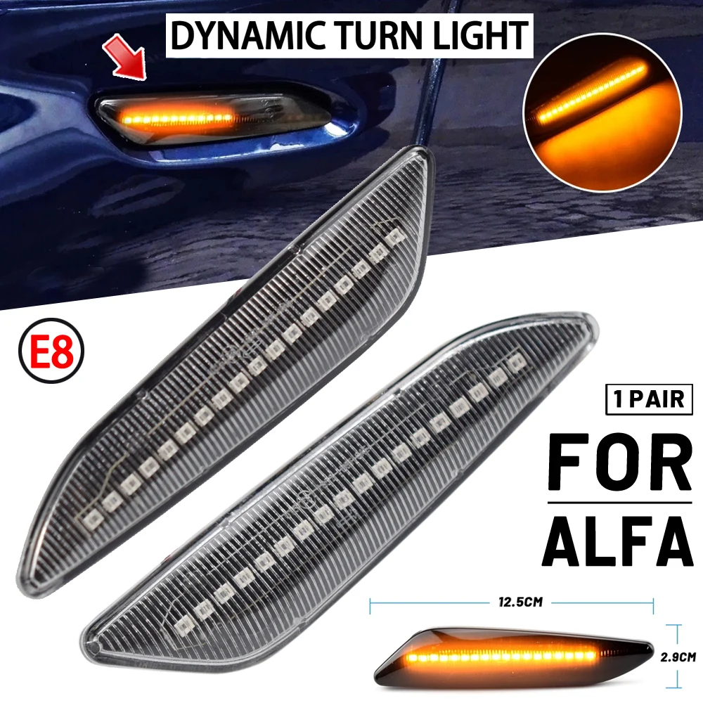 For Fiat Tipo Egea Alfa Romeo 156 147 Chrysler Ypsilon III Lancia Delta Dynamic Led Side Marker Blinker Turn Signal Light