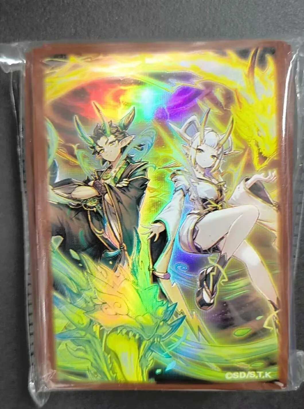 100Pcs Yugioh KONAMI Shiina Twin Tempests of Celestial Thunder Official Collection Sealed Card Protector Duelist Sleeves