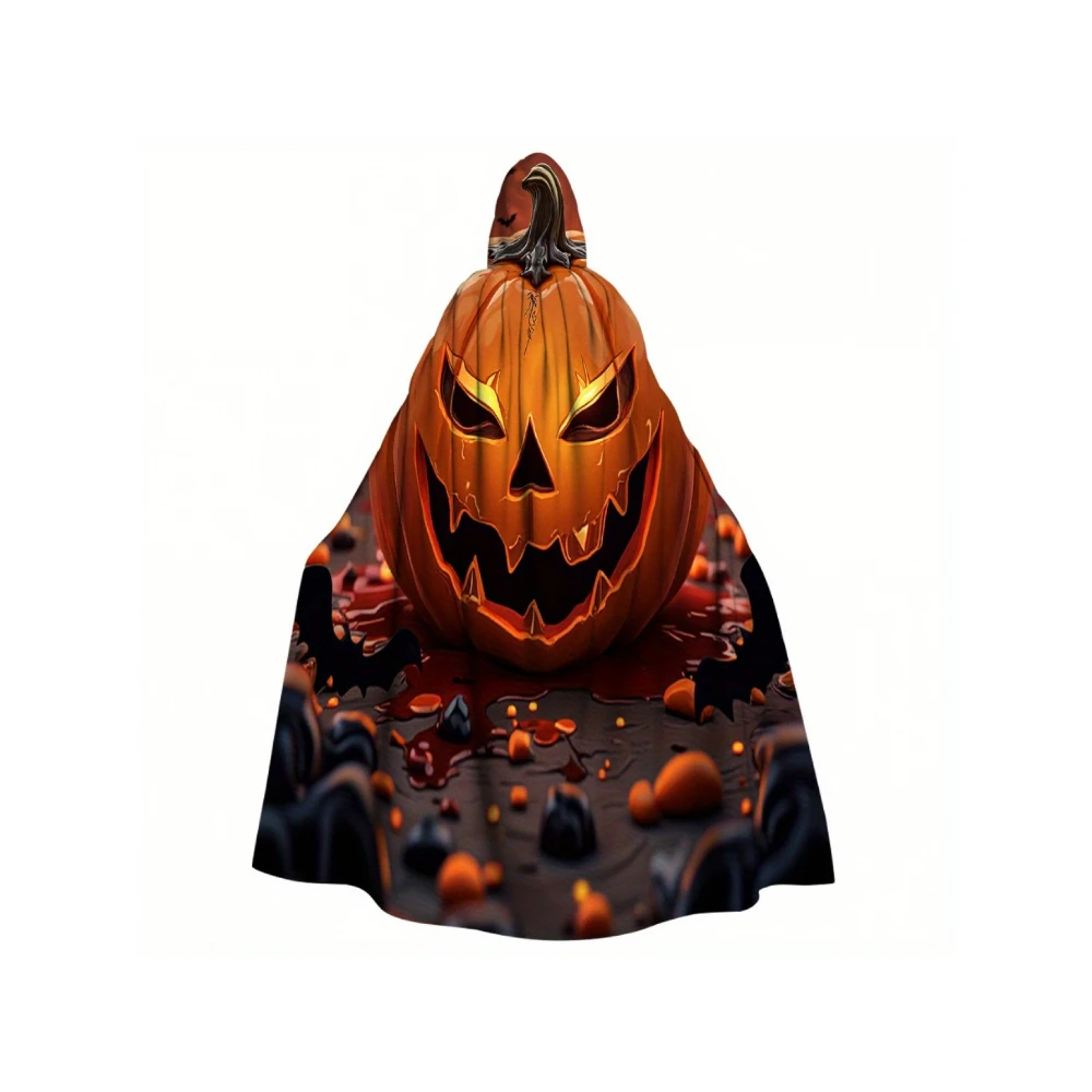 

Женский плащ Jack-O'-Lantern с светящимися глазами, 1 шт., халат-моуткий костюм ведьмы с воротником с капюшоном, многослойная ткань
