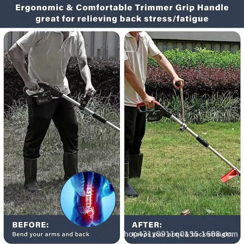 

Lawn Trimmer Handle Ergonomic Back Saver Trimmer Grip With Shoulder Strap Aluminum Alloy Grass Cutter Attachment For Lawn Care