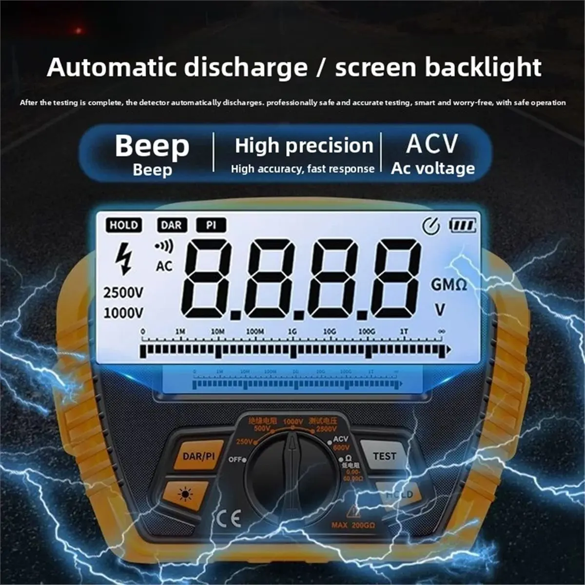 

НОВЫЙ T6125 высокоточный тестер сопротивления изоляции электрический цифровой мегомметр измеритель изоляции 2500 В 200 ГОм
