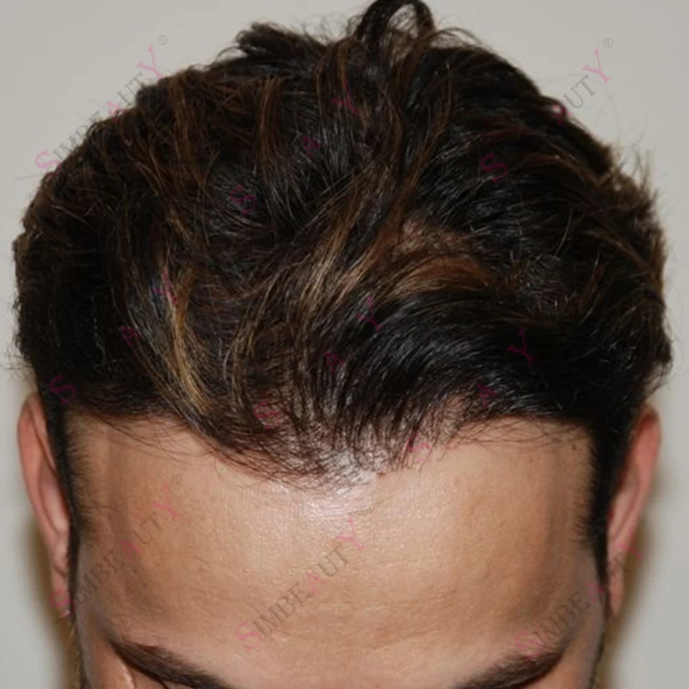 شعر مستعار Vloop Undetecatble رفيع للغاية 0.02 مم للرجال، كثافة واقعية 80% 520 #   رمادي بني داكن أشقر ريمي الشعر البشري الاصطناعي