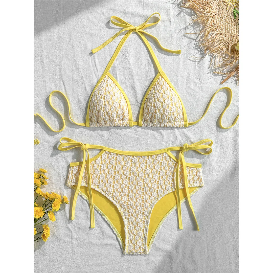 Sexy bedruckter Neckholder-Bikini mit hoher Taille, Damen-Badeanzug, zweiteiliges Bikini-Set, gepolsterter Badeanzug, Badebekleidung, Schwimmanzug V8481 – Detail 7