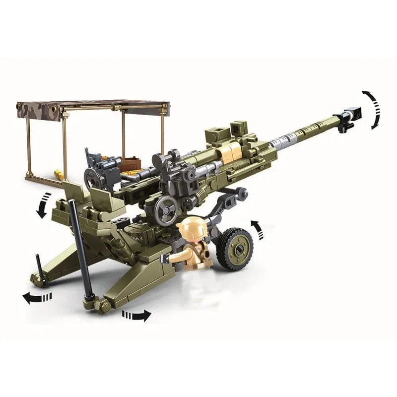 Howitzer léger de l'armée pour enfants, modèle de nuit de construction, petites particules, briques compatibles, jouets, kits de construction, cadeau