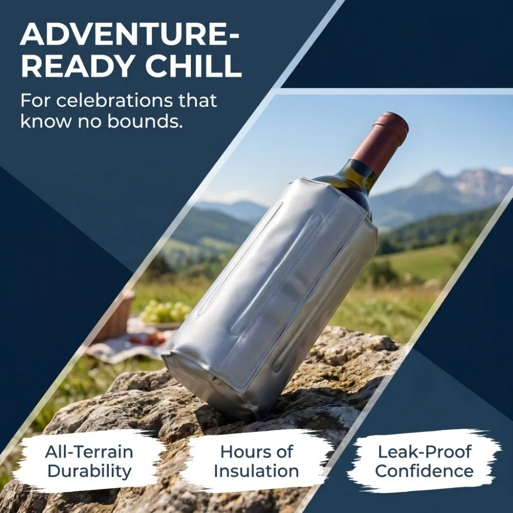 Beverage Bag Reusable Wine Cooler Bag Quick-cooling Thermal Insulated Wine Chiller Sleeve Portable Gray Bottle Cooler Camping - view 3
