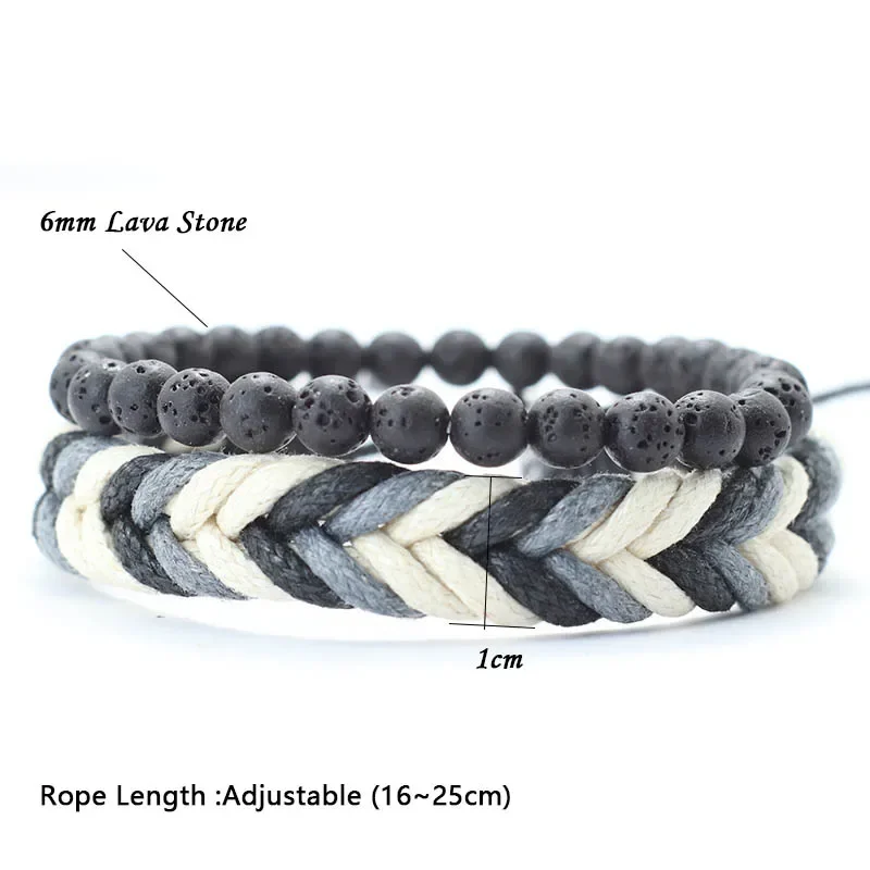 2Pcs Men Bracelet Set Natural Coconut Beads Braclet Homme Handmade Weaven Macrame Braslet Tiger Eyes Stone Brazalete Pulseria image 4