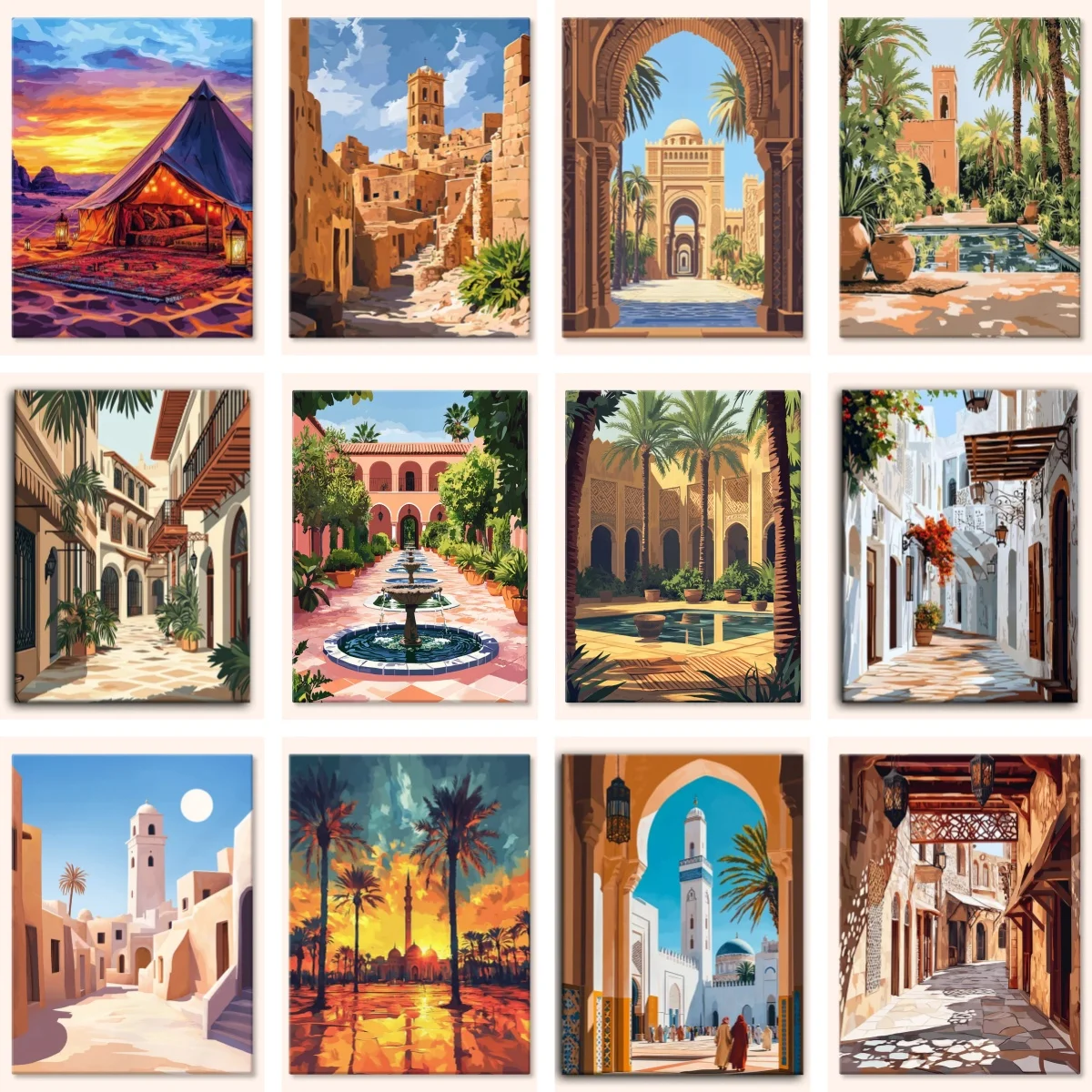 DIY Diamant-Malerei-Set Luxuriöser Islamischer Garten Stickerei Schmuck Mosaik Nahöstliche Architektur Poster Dekoration Geschenk