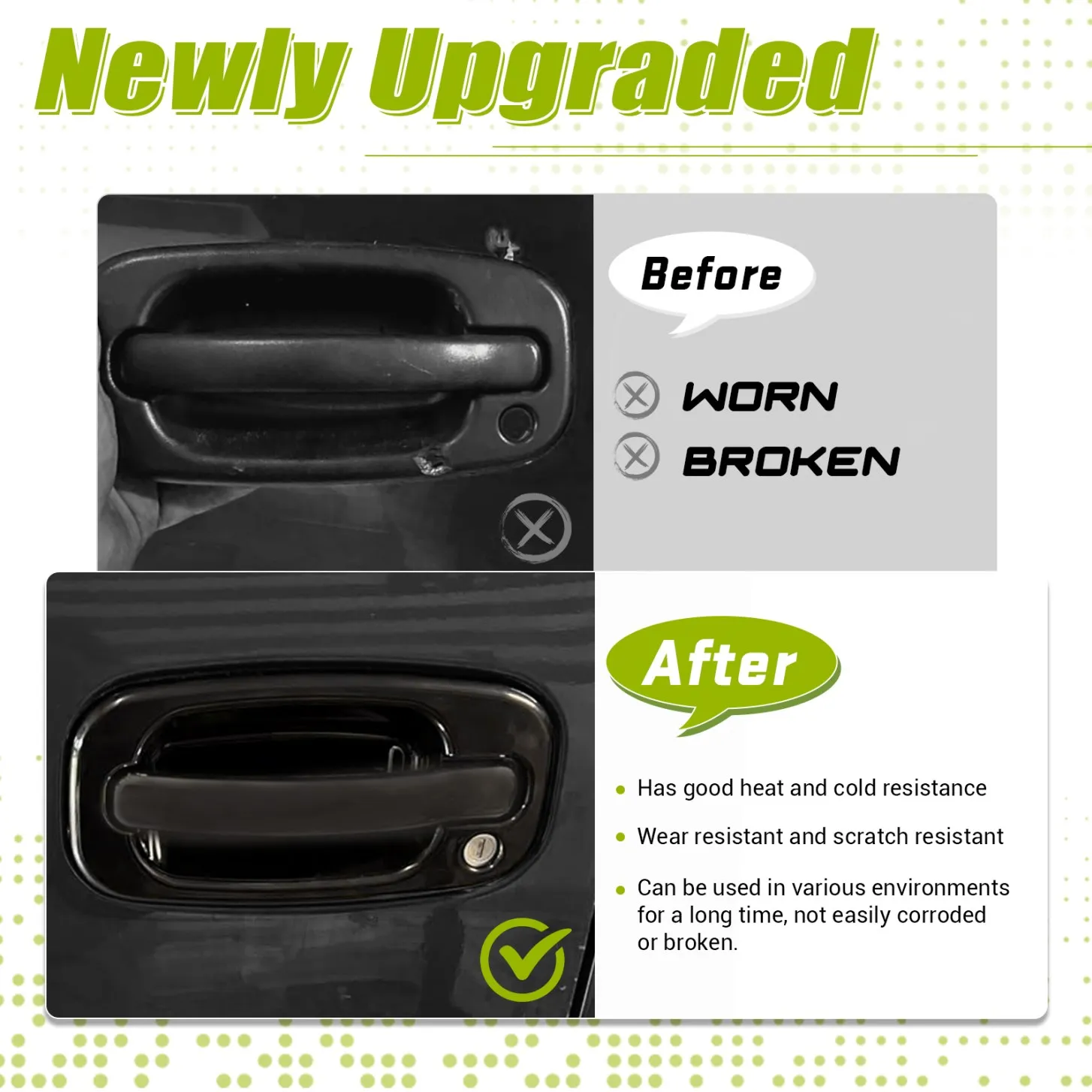 2 مقبض باب خارجي أمامي مع 2 قفل باب + 2 مقبض باب خارجي خلفي 15034985 15721572   لشيفي سيلفرادو 3500 99-06