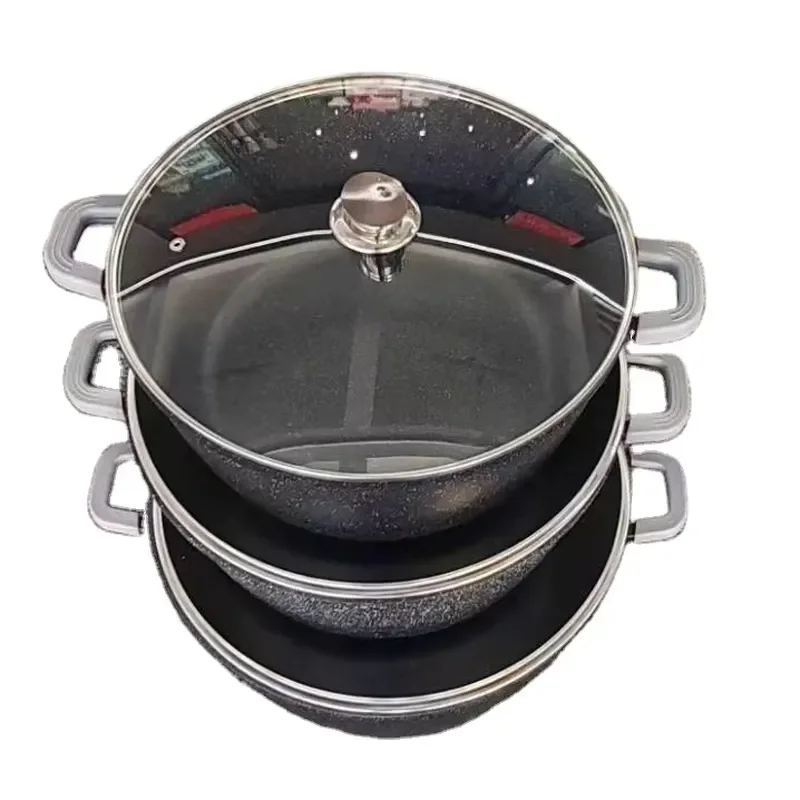 6 Piece Aluminum Alloy Cookware Set Non Stick Frying Pan Casserole Pot Kitchen Cooking Utensils Durable Heat Resistant Pots