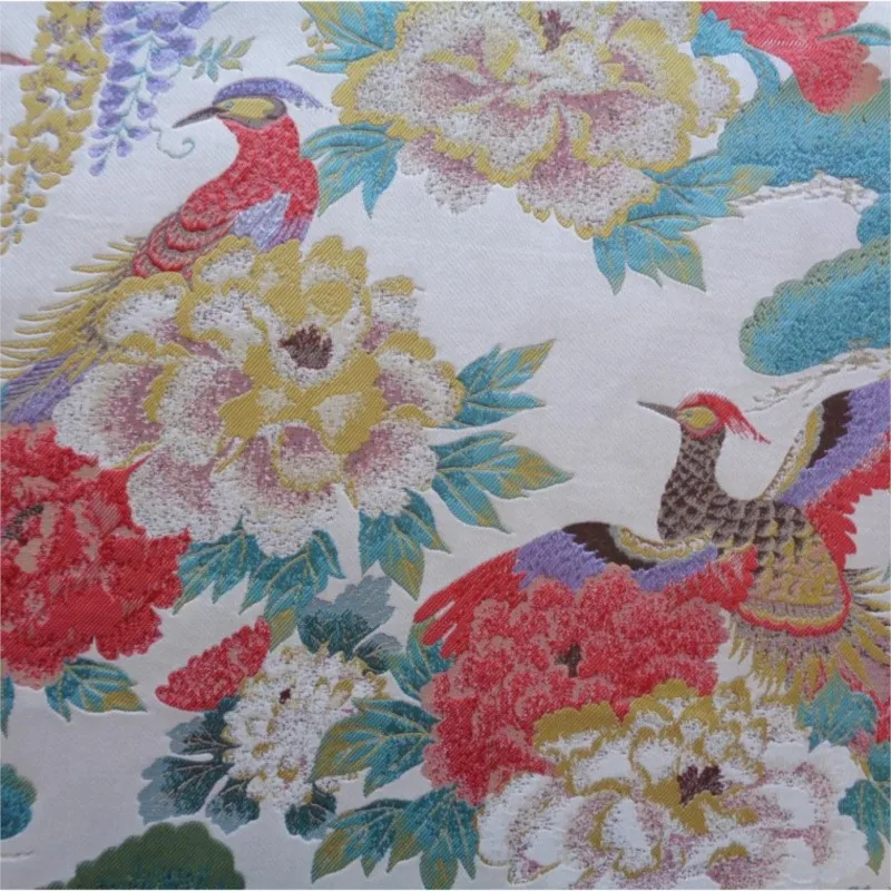 A grand fashion dress and throw pillow made of dyed jacquard thickened phoenix traditional Chinese style Hanfu cheongsam fabric