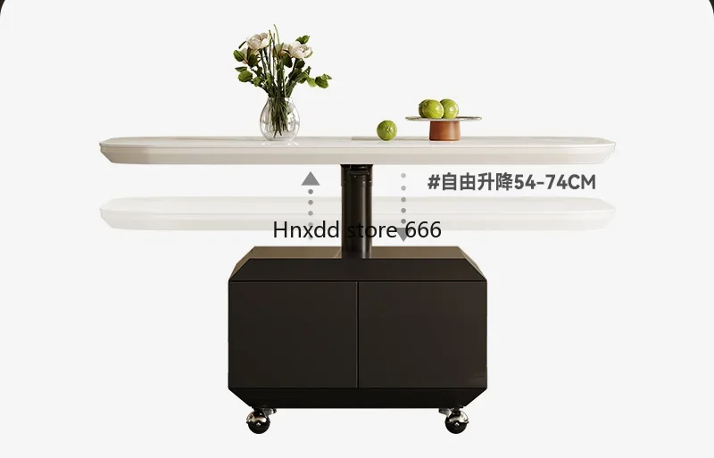 Slate movable lifting dual-purpose small apartment multi-functional coffee table dining table two-in-one