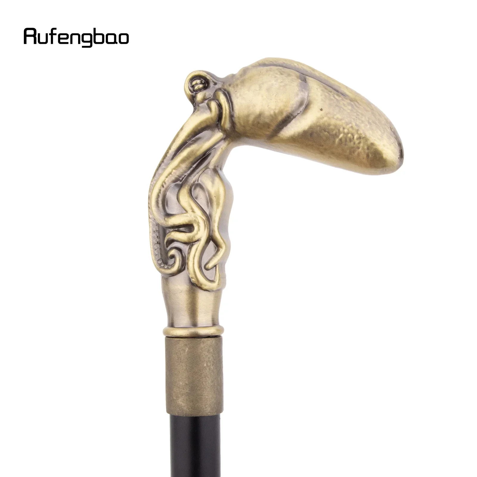 Yellow Squid Fish Biting Walking Cane Fashion Decorative Stick Gentleman Cosplay Cane Knob Crosier 93cm  Performance Stage Cane