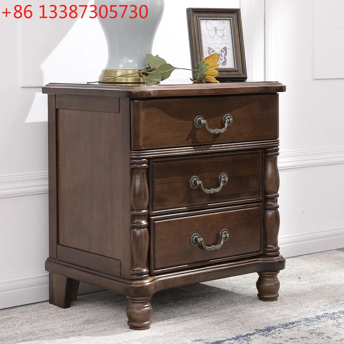 

Американская прикроватная тумбочка из цельного дерева, прикроватная тумбочка в американском стиле кантри из массива ореха.