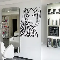 Girls Beauty Salon Wall Decal Beautiful Face Woman Vinyl Wall Stickers Removable Hair Salon Spa Art Mural DIY Home Decor