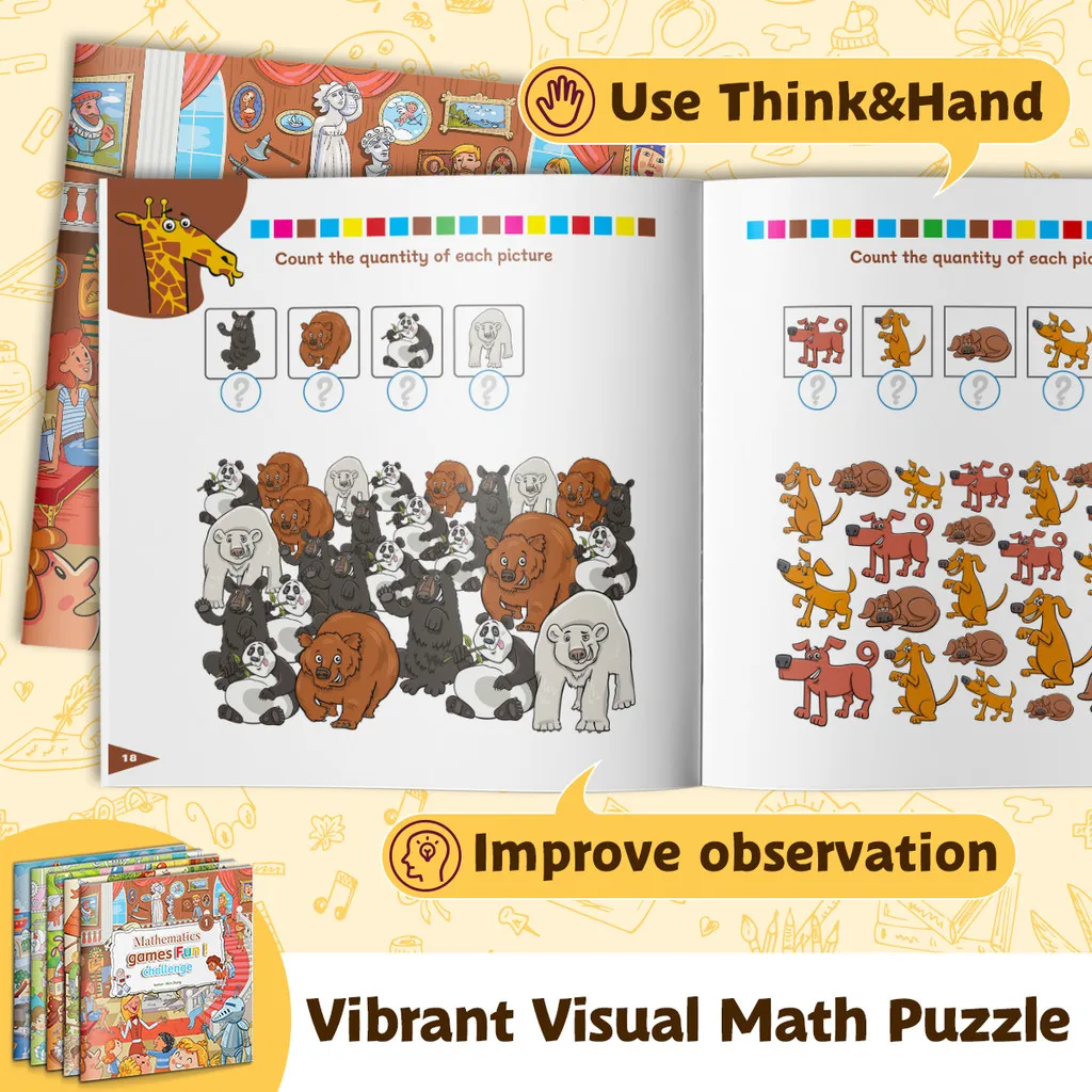 Mathematics Games Fun! — Early Math Workbook Set | Visual Counting, Shape Logic, Pattern Recognition & Size Comparison