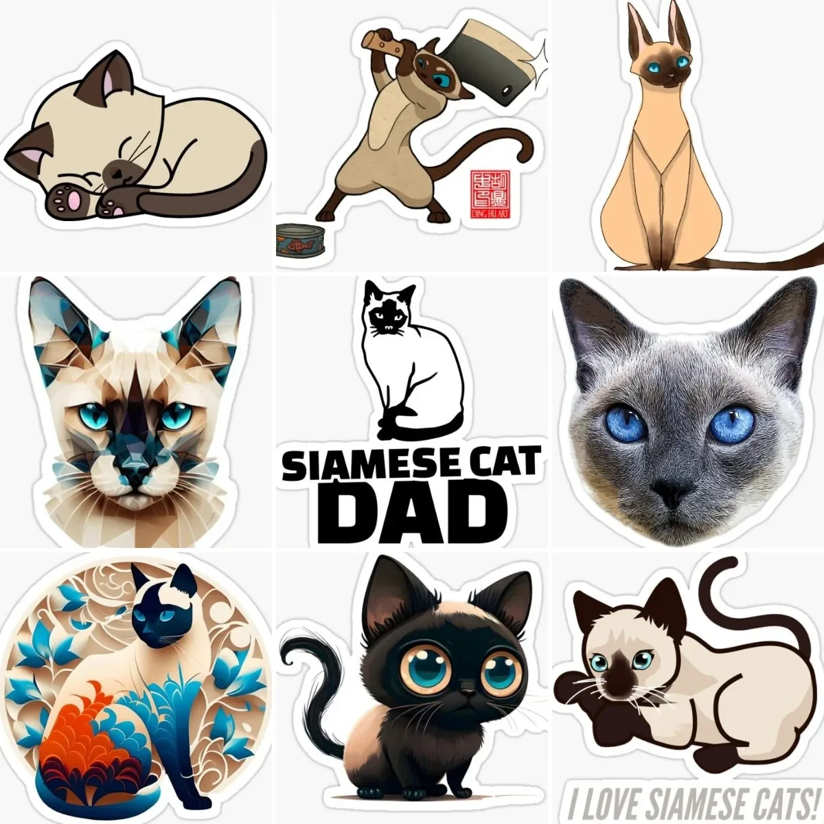 

Siamese Cat Creative Pets Cute Sticker Bicycle Vinyl Car Accessories Laptop Motorcycle Truck Wall Door Camper Decoration Decal