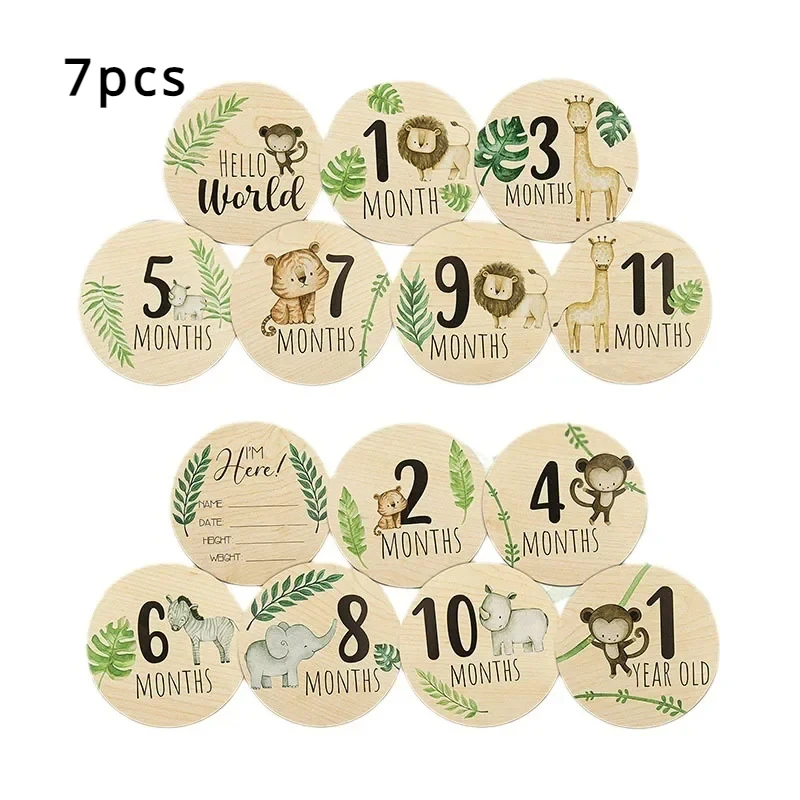 

7PCS Newborn Photography Props Wooden Monthly Milestone Cards Baby Shower Gifts for Boys and Girls Photography Accessories DIY