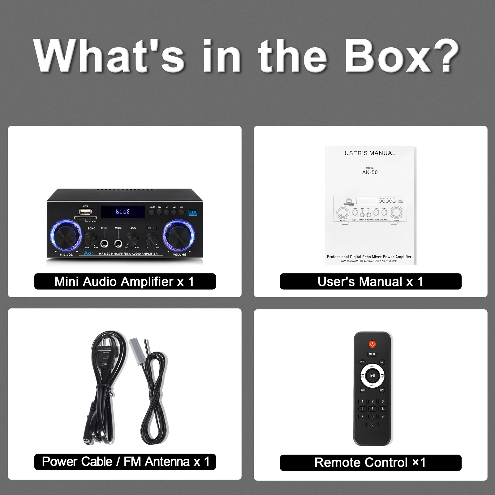 Amplificateur Audio Stéréo Avec Bluetooth 5.0, Radio FM, USB Et Connexion Microphone Systeme De Cinema Maison 400w Amplificateur Audio Stéréo Avec Bluetooth 5.0, Radio FM, USB Et Connexion Microphone Systeme De Cinema Maison 400w