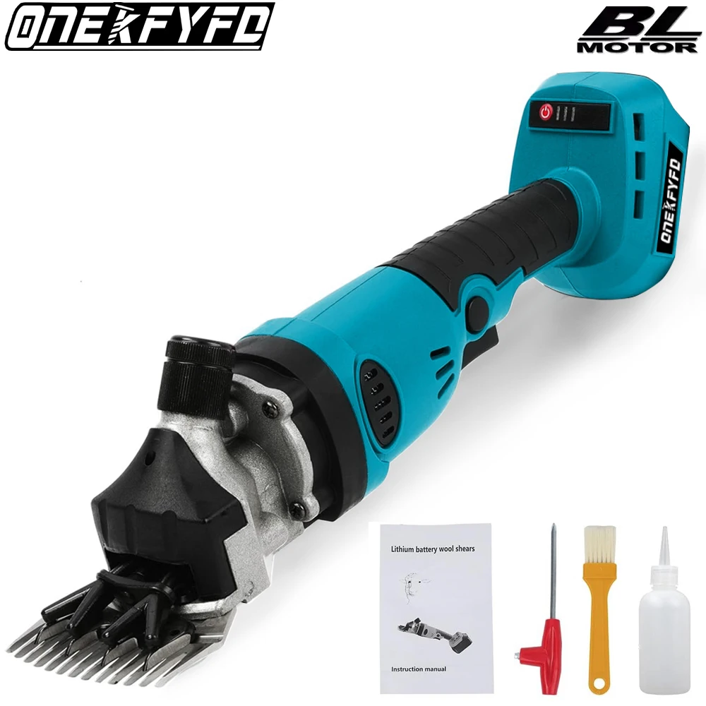 

ONEKFYFD 2 Speeds 13 Teeth Brushless Electric Wool Shears Cordless Farm Animal Shearing Scissors for Makita 18V Battery