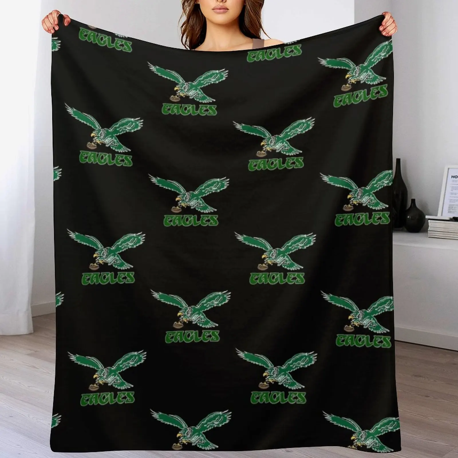 Philadelphia vintage eagles logo Throw Blanket Tourist Large Beautifuls cosplay anime Blankets