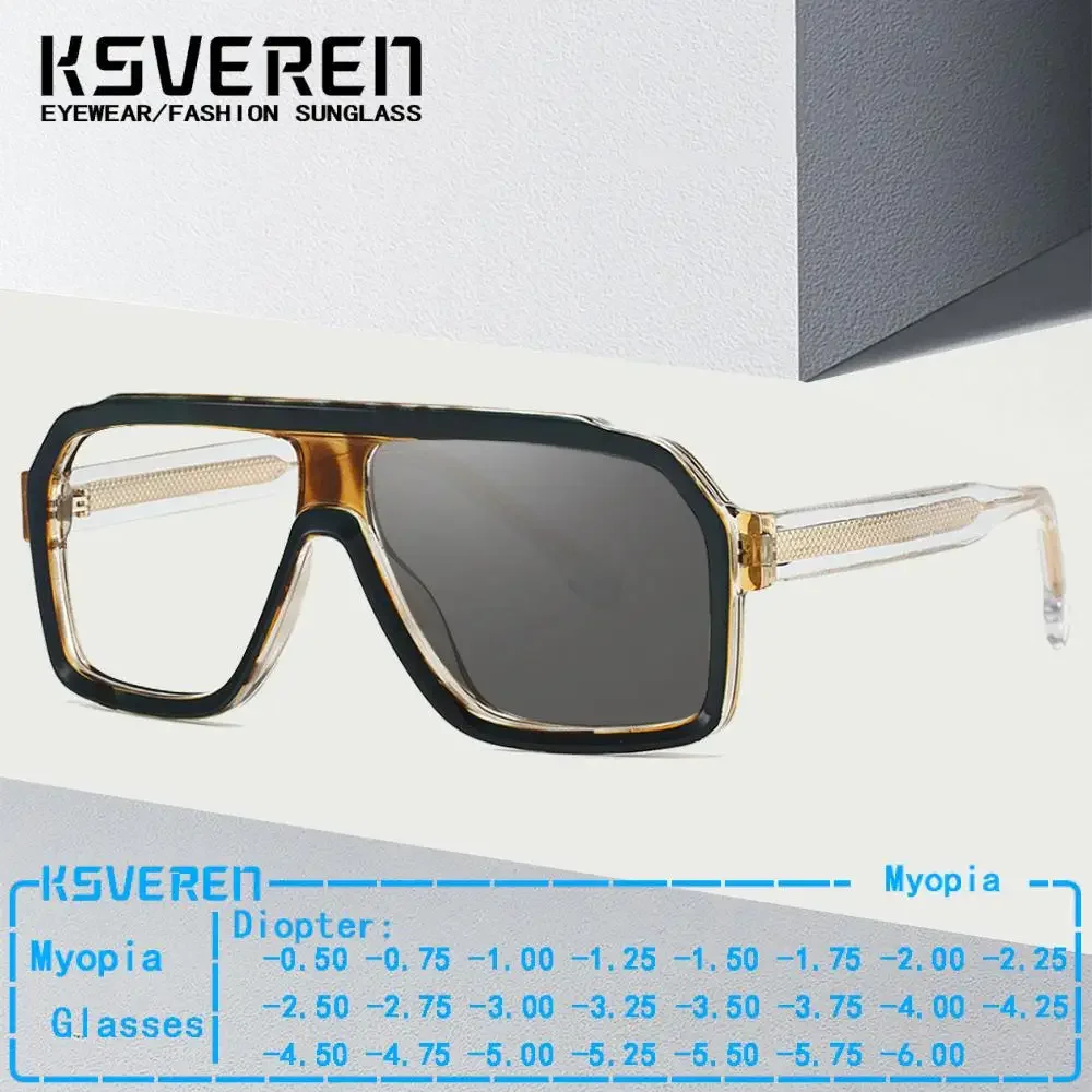 

Большие оправы, фотохромные серые очки для близорукости, мужские готовые очки по рецепту с минусом диоптрия, женские очки, меняющие цвет