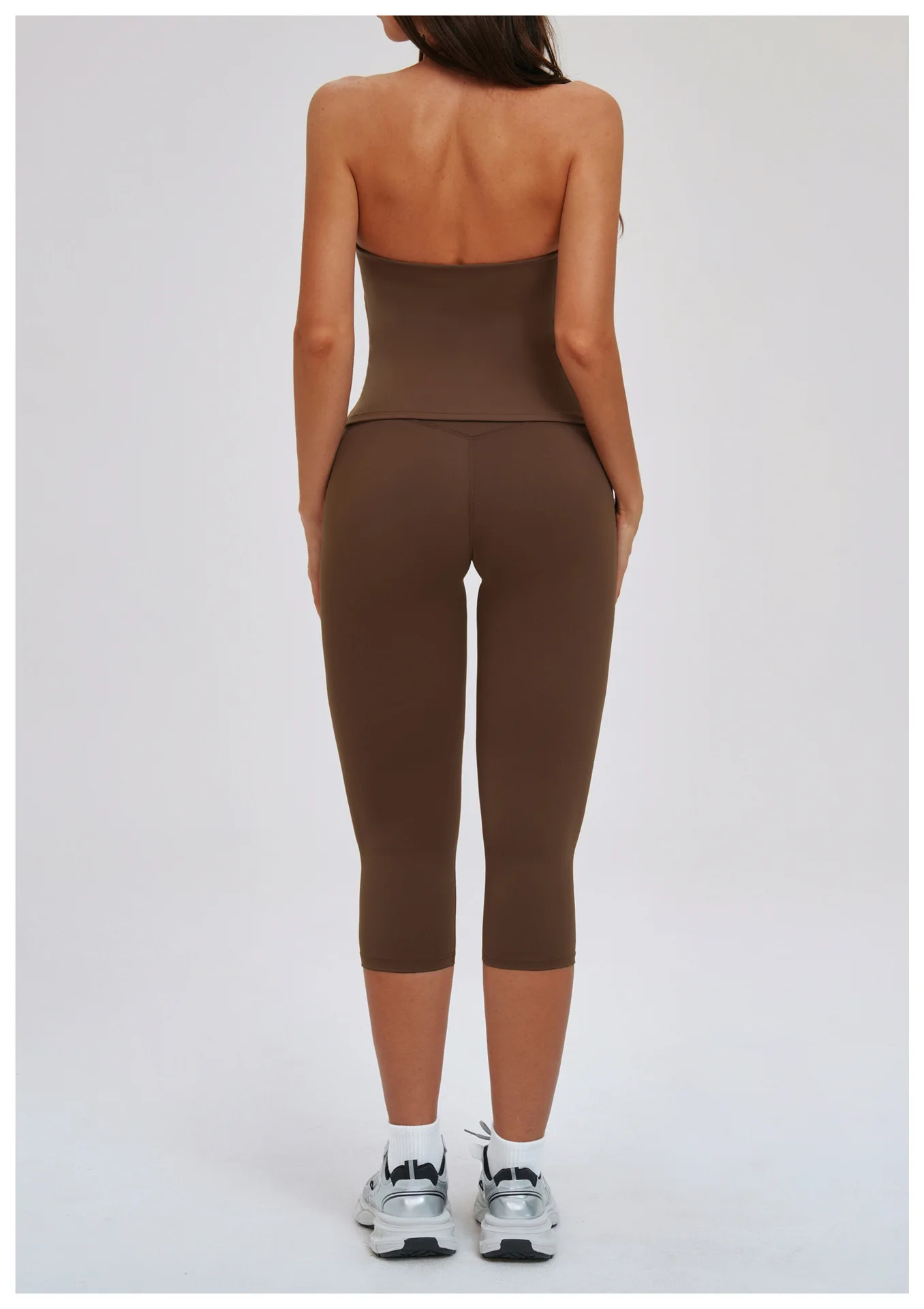 Yoga Capri Pants Suit 2 Pieces Gym Set Women Backless Tops Capri Pants Set Gym Suit Fitness Athletic Wear Sportswear Workout Set