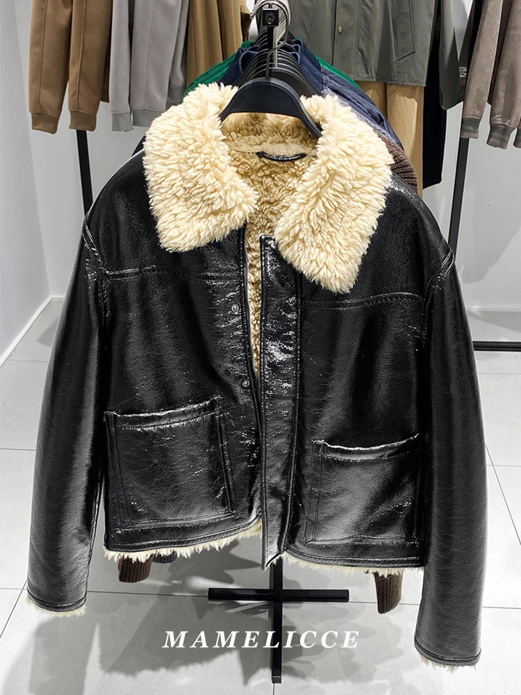 

MAMELICCE оригинальные меховые отложные воротники из синтетической кожи, утепленные мужские зимние стеганые куртки, новое кожаное пальто, мужская одежда