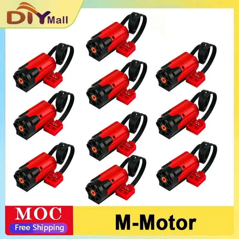 Motor rojo Plus M, funciones de potencia de alto par, Motor para bloques de construcción MOC, bricolaje, coche/camión/Robot, Compatible con todas las principales marcas