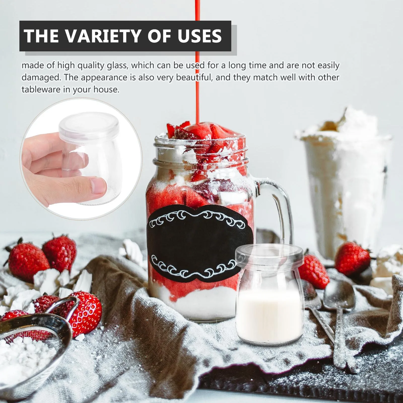 

20Pcs Glass Pudding Bottles Food Grade Rubber Seal Leak Proof for Yogurt Jelly Jam Mousse Dessert Storage Jars