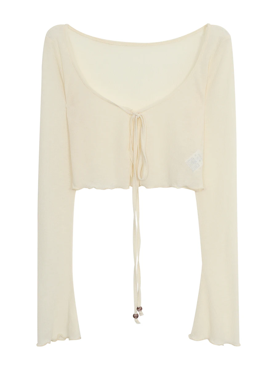 

Lightweight V-Ne Cardigan Women's Summer Outerwear Knitted Sweater Jaet Redundant Top Commute Sle Straight Cut Polyeste...