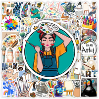 Funny Painting Art Stickers Artist Oil Watercolor Drawing Kid DIY Toys Gift for Scrapbook Junk Journals Laptop Bottle Decorative