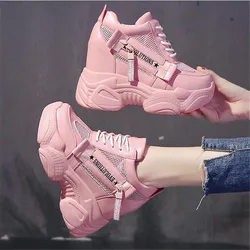 Harajuku scarpe sportive con zeppa da donna per donna che aumentano le scarpe da ginnastica grosse da 11CM scarpe Casual con piattaforma in Mesh traspirante da donna 2022