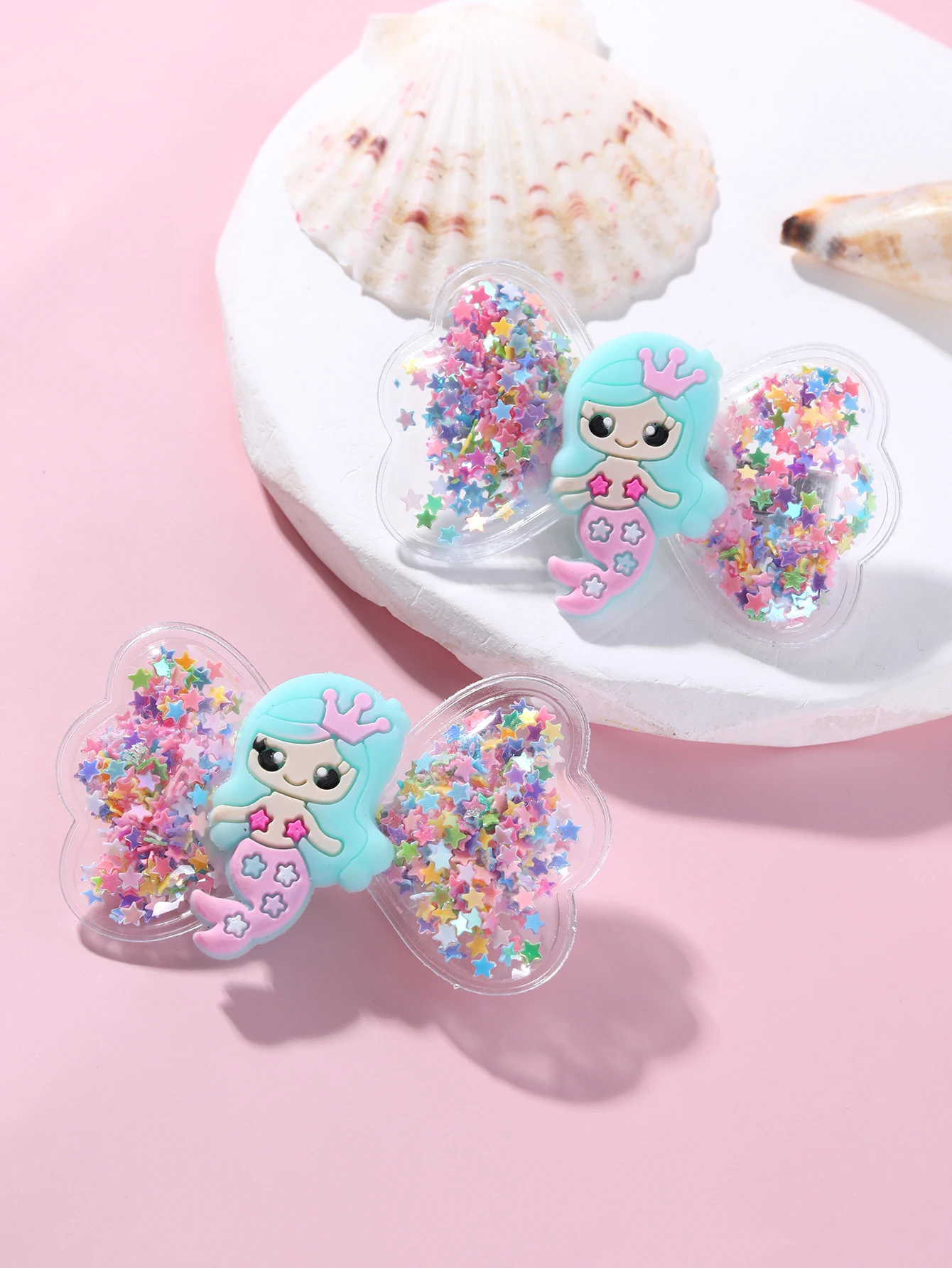 2pcs Fashion Mermaid Hairclips For Girls Cartoon Colorful Hairpins Baby Kids Decorative Barrettes Cute Boutique Hair Accessories