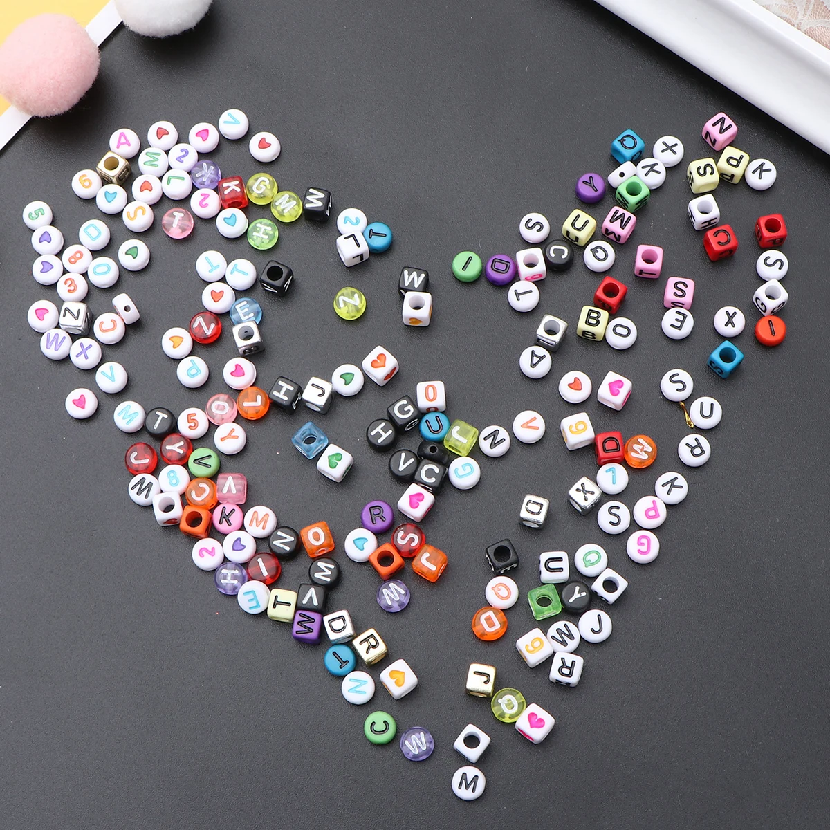 

1080pcs Acrylic Letter Beads Colorful Diy Craft Jewelry Making Accessories Bracelet Necklace Pendant Decoration Storage Box
