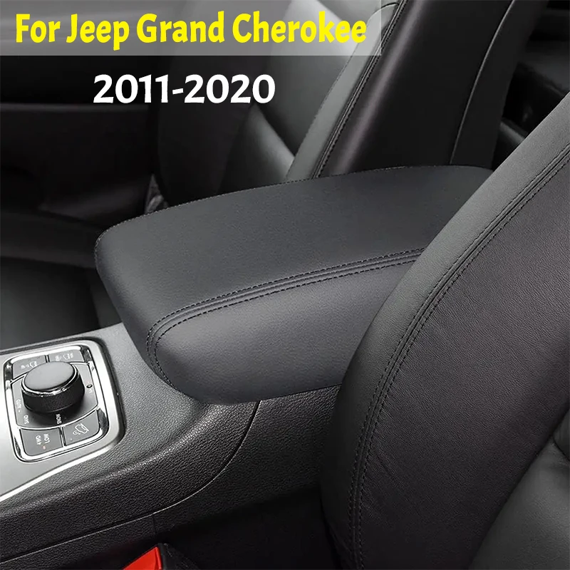 New PU Leather Black Car Armrest Box Center Console Lid Armrest Cover Car Accessories For Jeep Grand Cherokee 2011- 2020