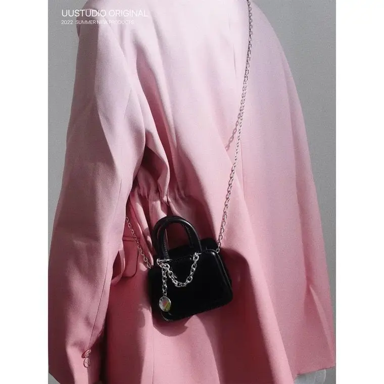 MINI bolso de hombro para mujer, bolsa de hombro suave, informal, con cremallera y cadena, a la moda coreana, para auriculares