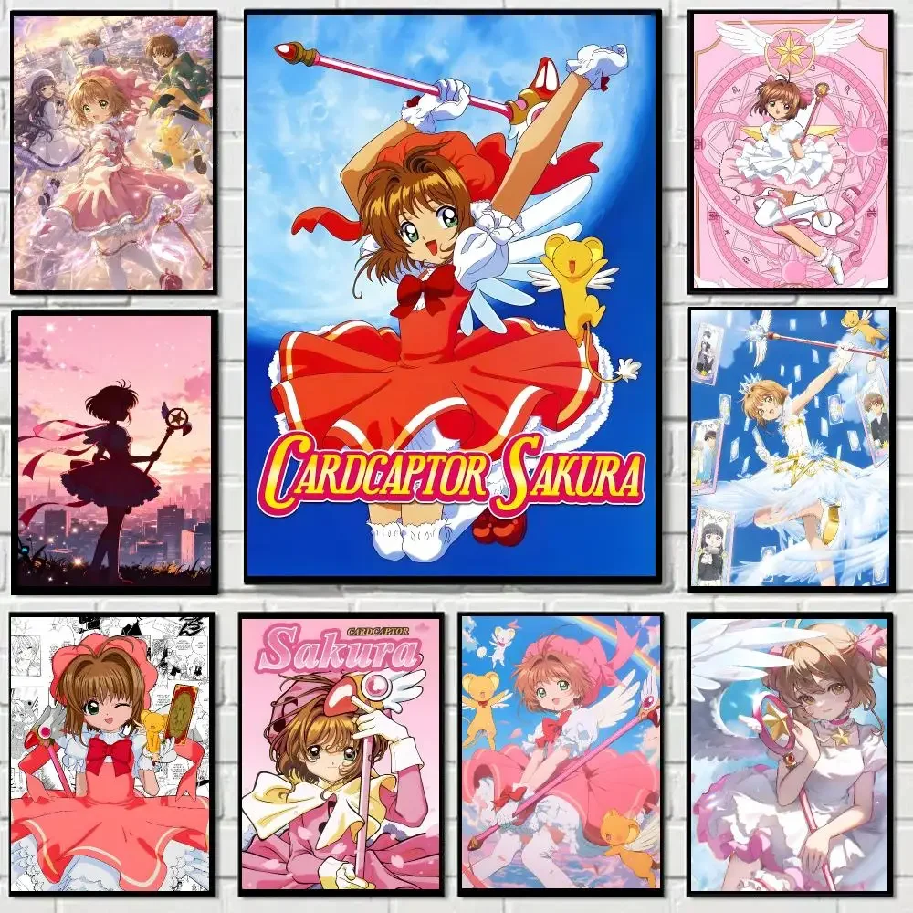 Cardcaptor Sakura Anime Magical Girl Poster Self-adhesive Decal Living Room Bedroom Party Bar Decor Moisture-proof