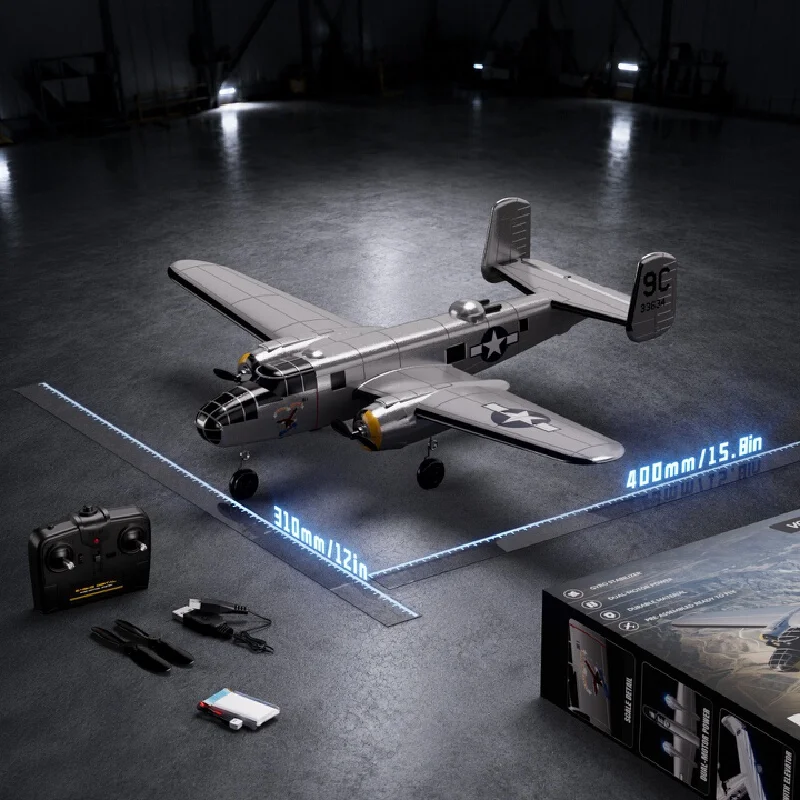 Volantex B25 Mitchell Bomber Remote Control Rc Fixed Wing 3 Channel Dual Motor Foam Airplane With Xpilot Stabilization System view 5