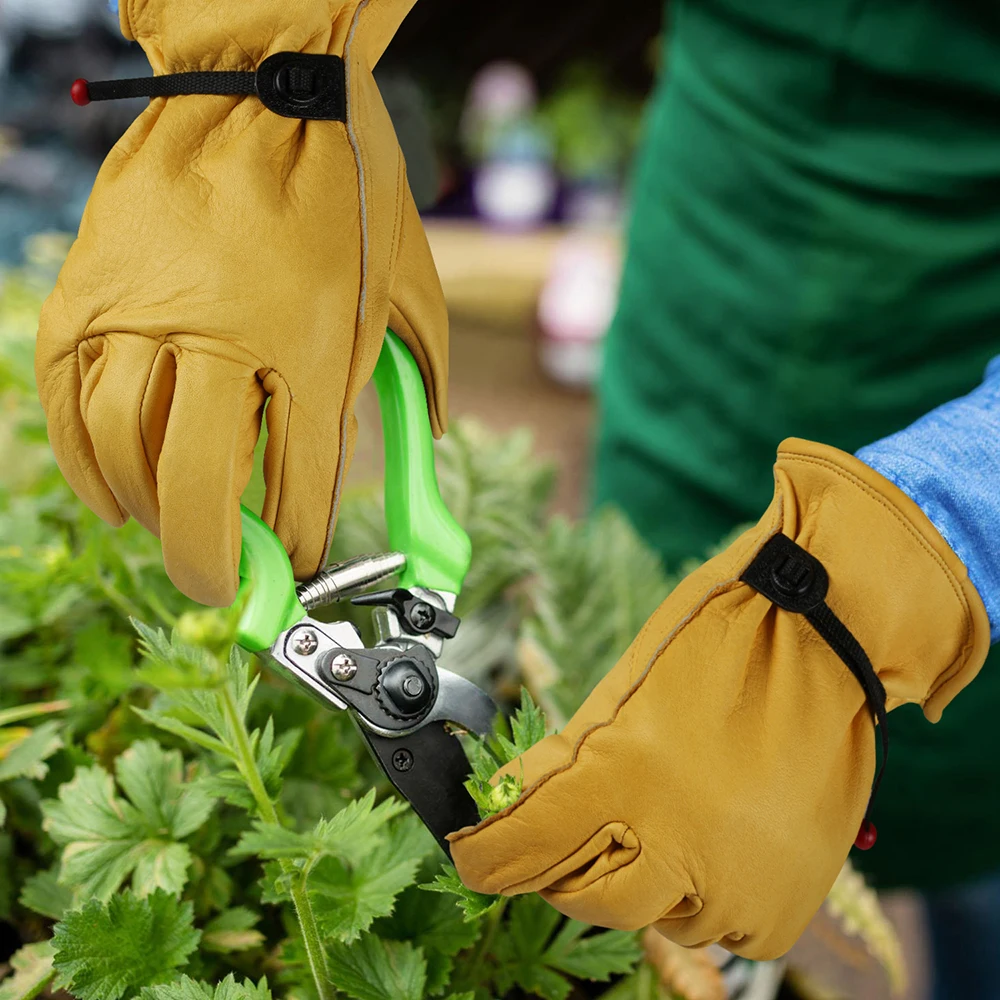 Imagem -03 - Luvas Macias do Trabalho do Couro para Homens Trabalhadores da Segurança Motorista do Mecânico Caça Que Dirigem Exploração Agrícola Luva do Jardim Soldadura Proteção da Segurança Par