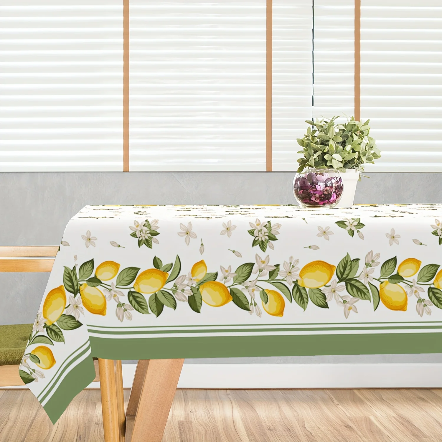 Lemon Floral Rectangle Tablecloth Holiday Home Party Decor Summer Flowers Leaves Plants Table Cloths Kitchen Dining Table Decor