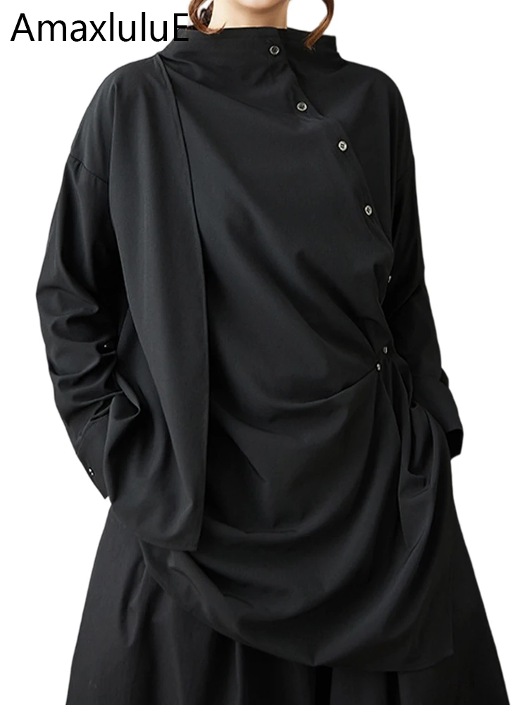 

Amax LuluE Korean 2025 Autumn Female Fashion Classic Loose Casual Long Shirts Women Vintage Blouses Elegant Tops Luxury Clothes