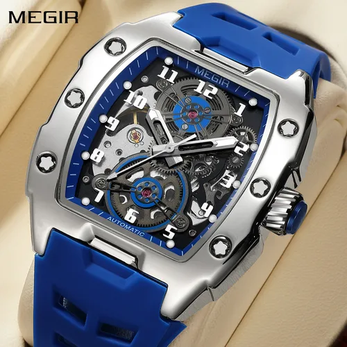 MEGIR, nuevos relojes para hombre, marca de lujo, reloj mecánico automático, reloj de pulsera deportivo informal de silicona, reloj resistente al agua, regalo para hombre 8602